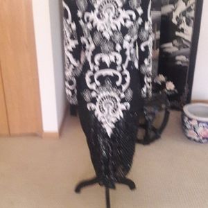 Black  & White Sequin Beaded Lined Dress  Size Med